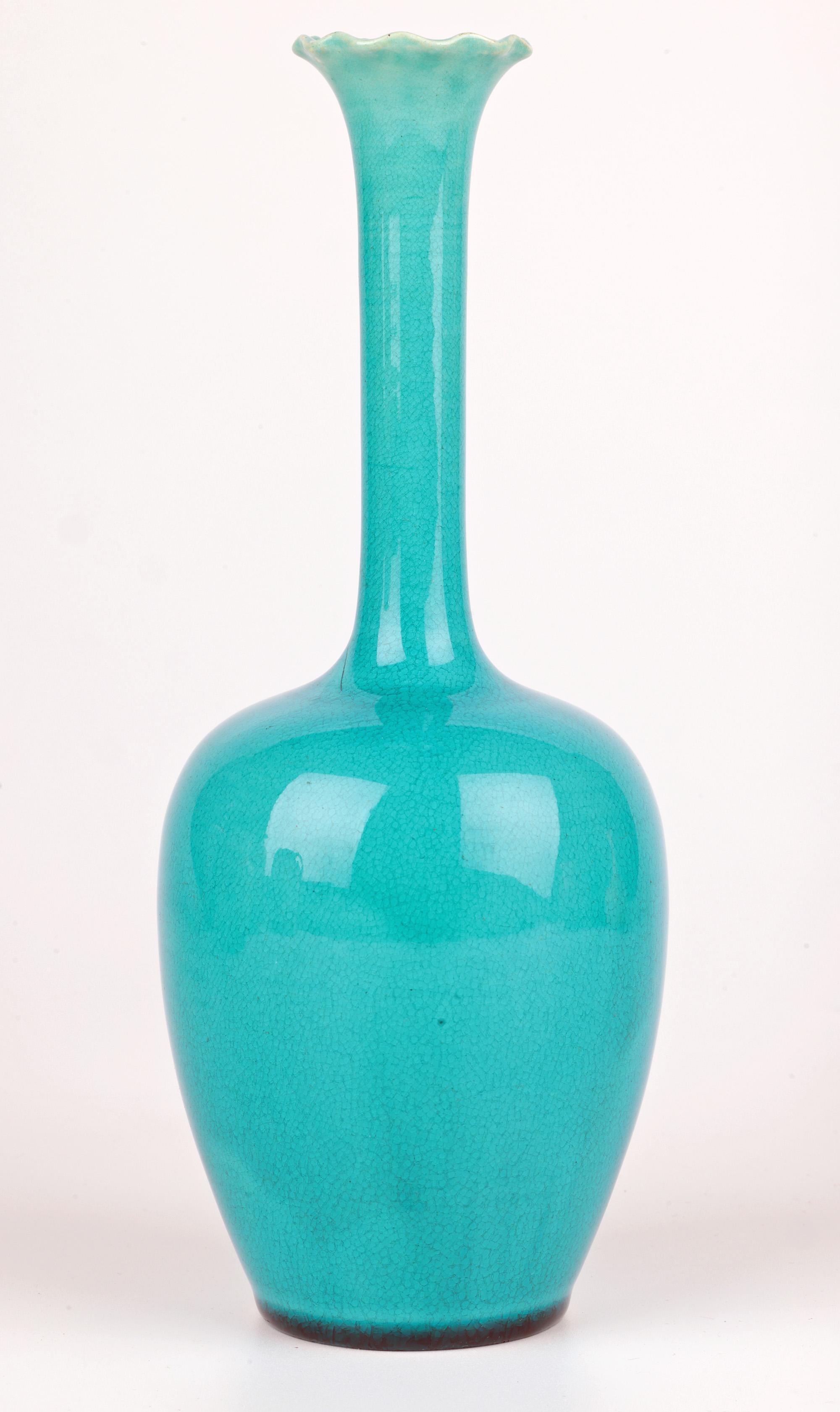 Burmantofts Türkis glasierte Solifleur Kunst Pottery Vase im Angebot 2