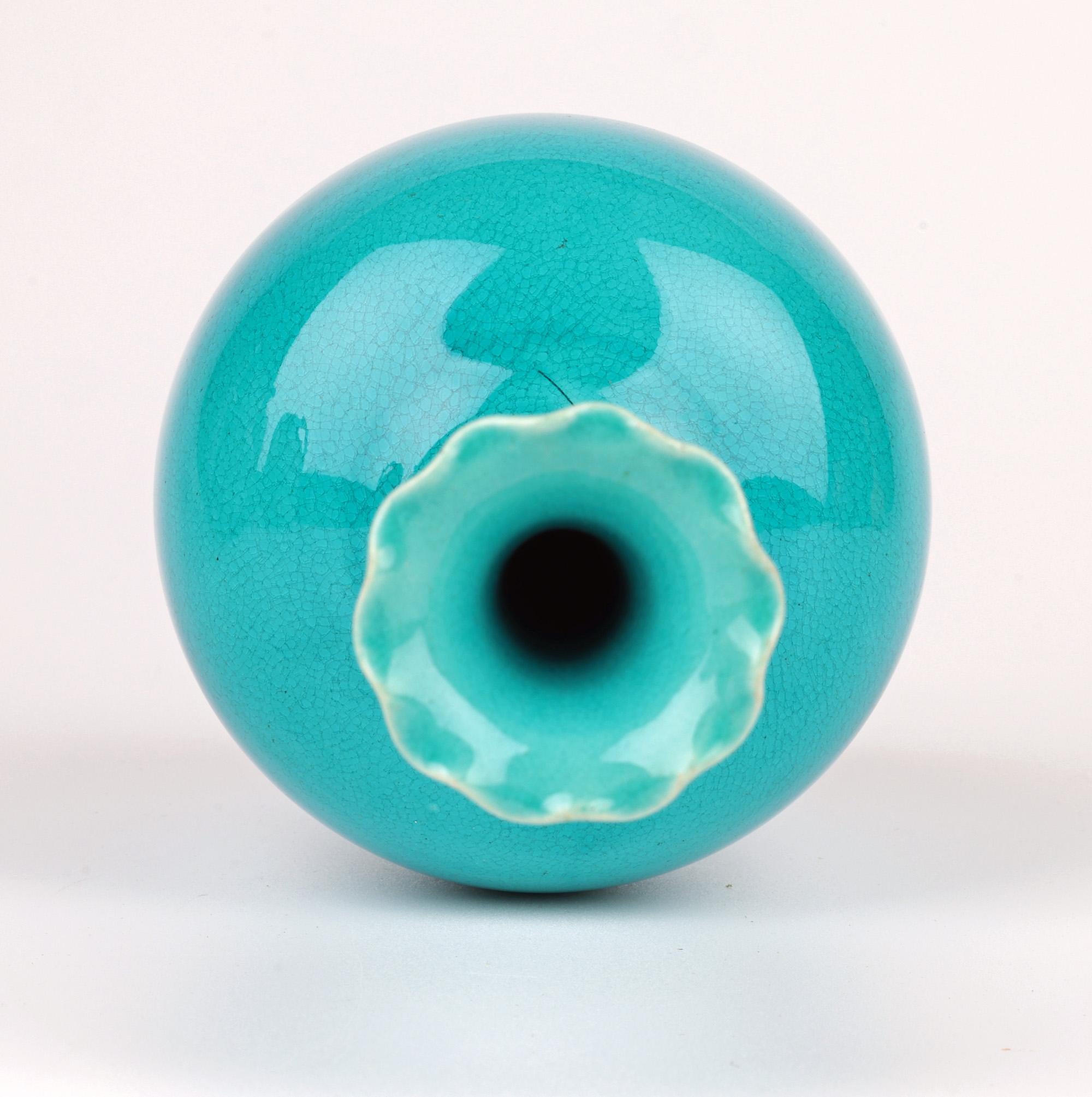 Burmantofts Türkis glasierte Solifleur Kunst Pottery Vase im Angebot 4