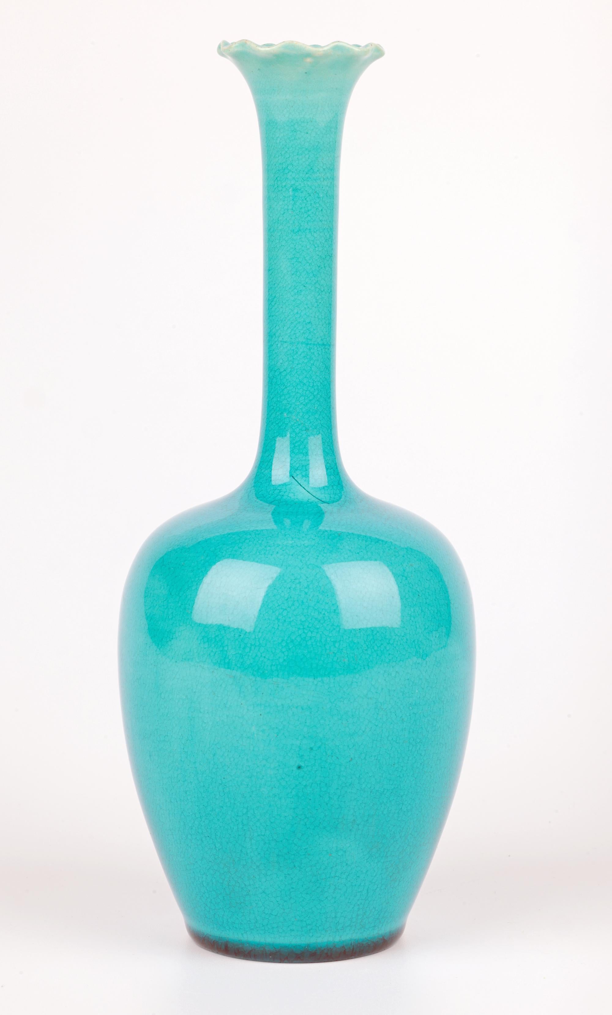 Burmantofts Türkis glasierte Solifleur Kunst Pottery Vase im Angebot 5
