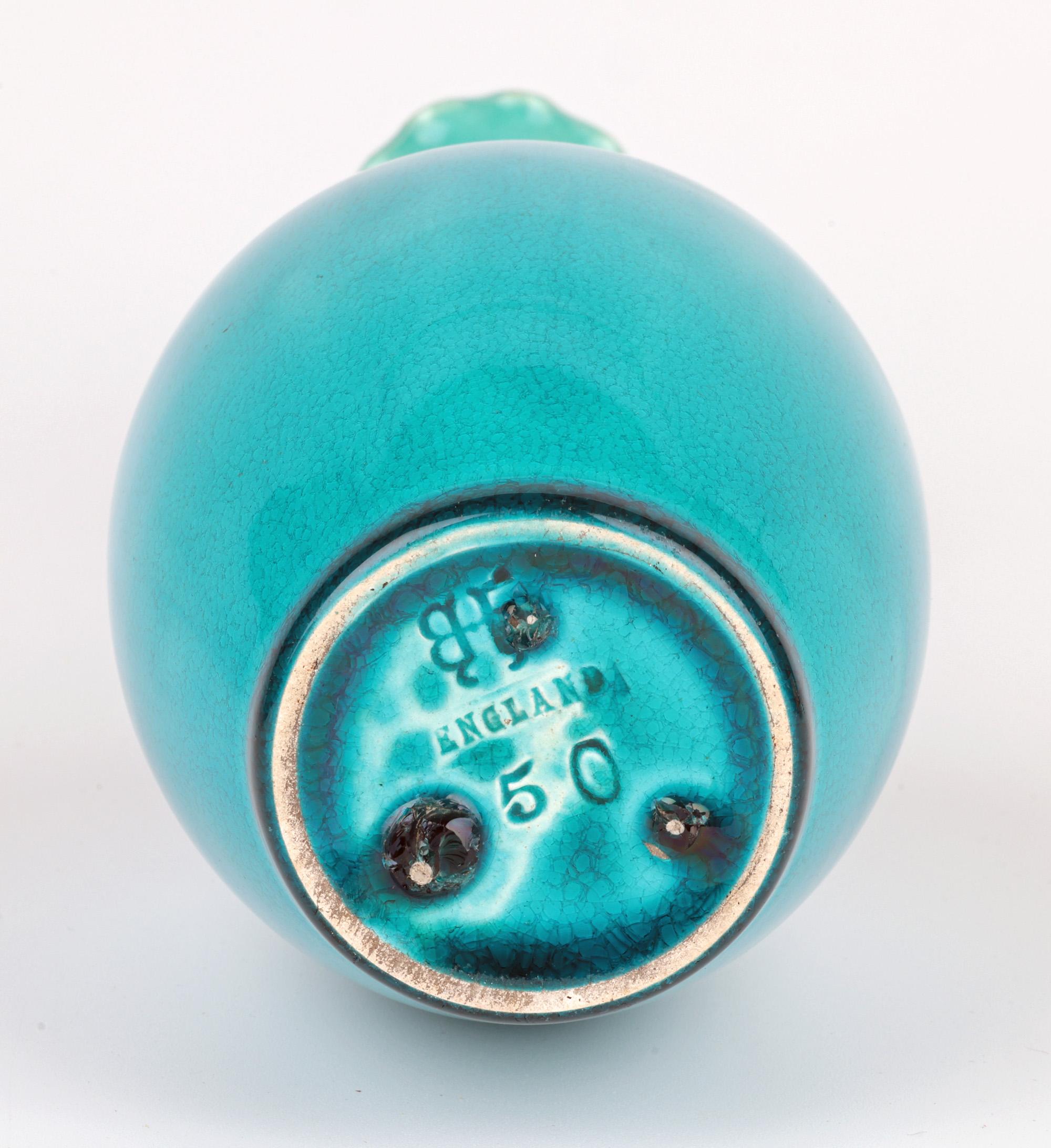 Burmantofts Türkis glasierte Solifleur Kunst Pottery Vase im Angebot 6