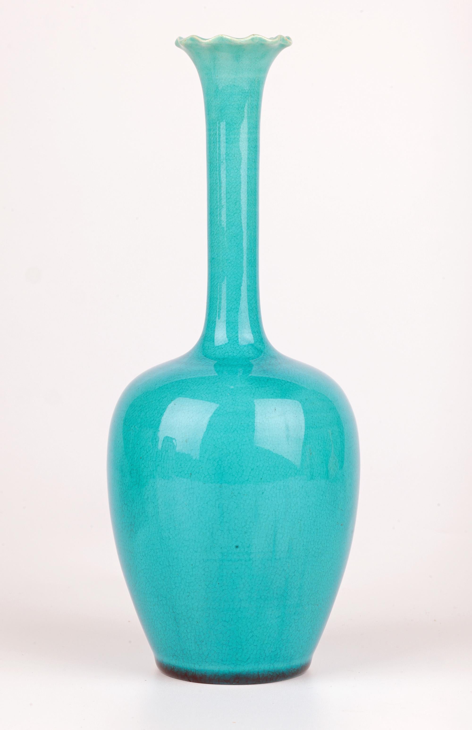Burmantofts Türkis glasierte Solifleur Kunst Pottery Vase im Angebot 7