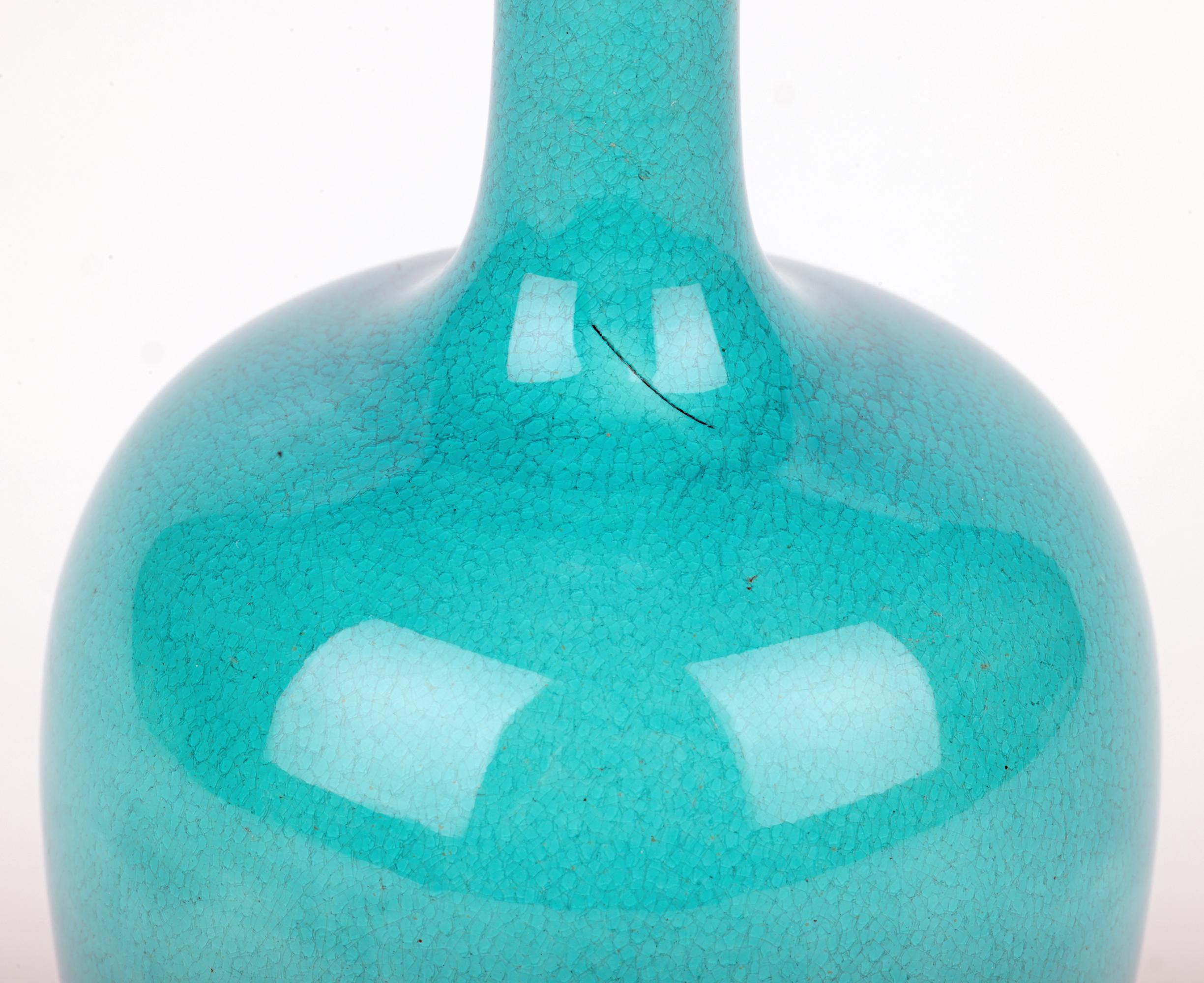 Burmantofts Türkis glasierte Solifleur Kunst Pottery Vase im Angebot 9