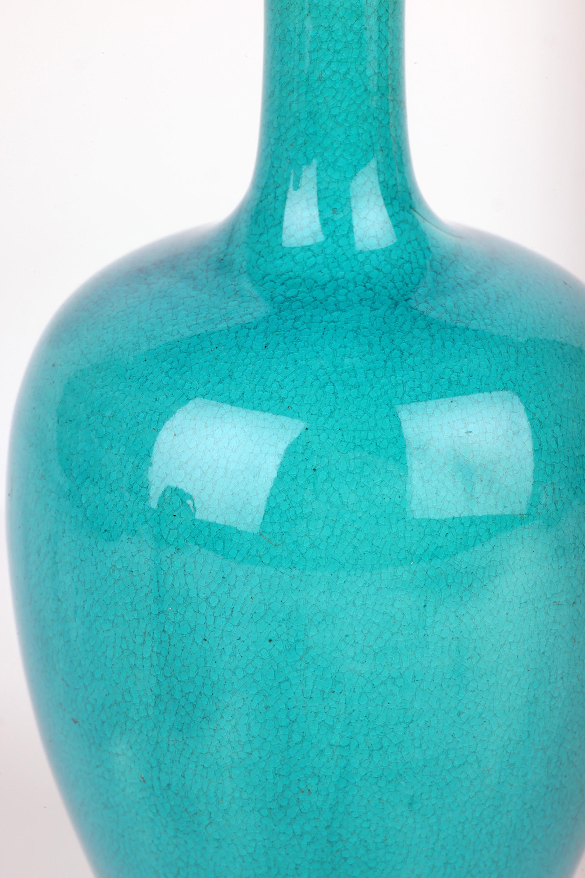 Burmantofts Türkis glasierte Solifleur Kunst Pottery Vase (Ästhetizismus) im Angebot