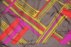 Pañuelo de seda Burmel con bordes rojos y vivos a cuadros multicolores