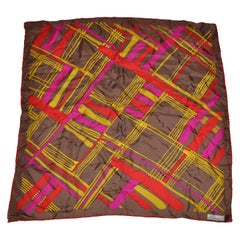 Burmel's Red Edges with Vivid MultiColor Plaid Silk Scarf