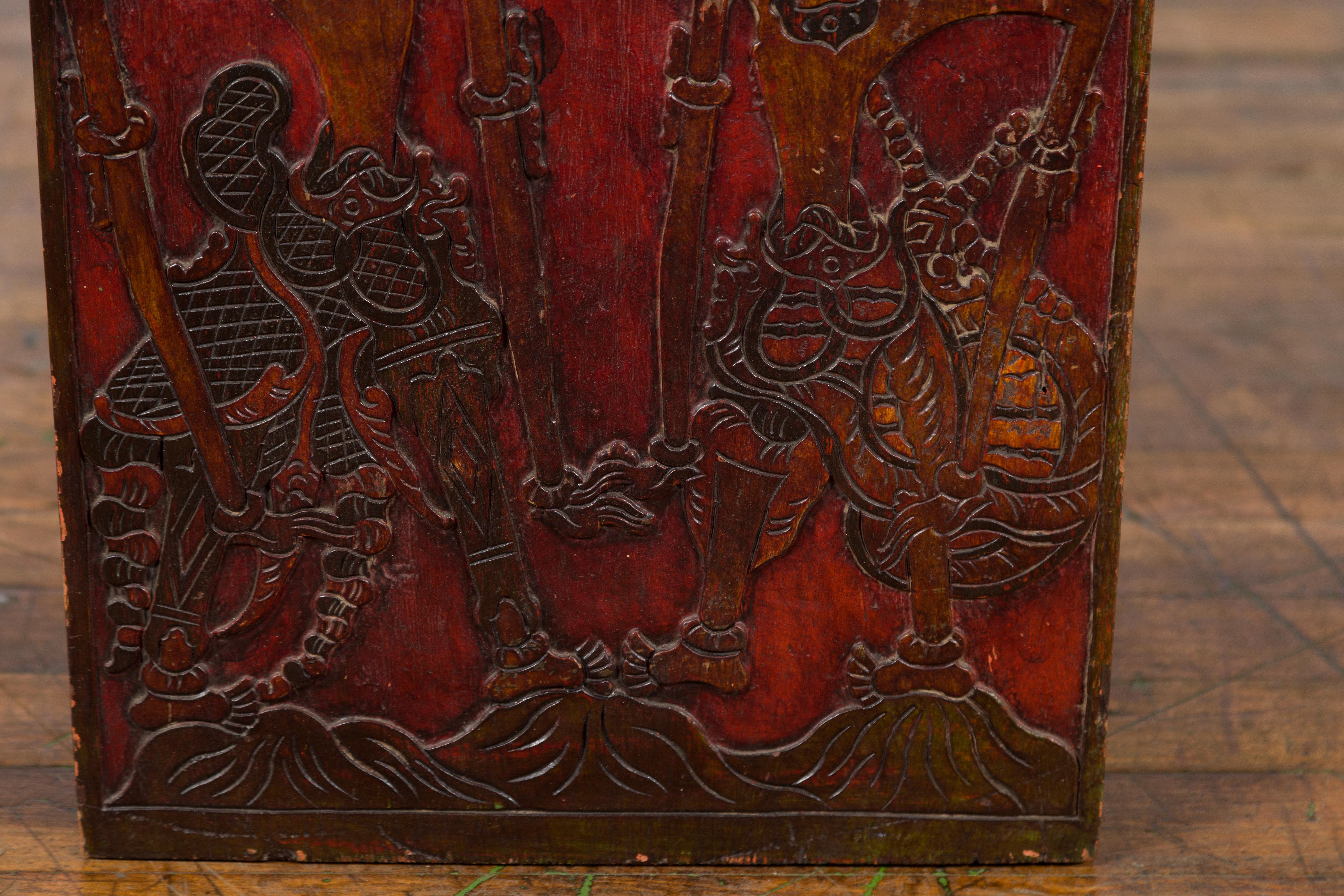 Burmese 19th Century Hand-Carved and Painted Wooden Puppet Show Sign For Sale 8