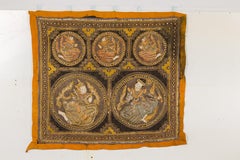 Orange and Yellow Antique Tapestry with Sequins