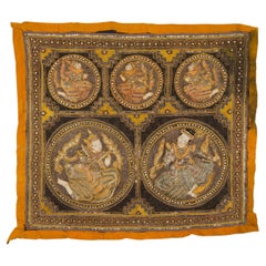 Orange and Yellow Antique Tapestry with Sequins 