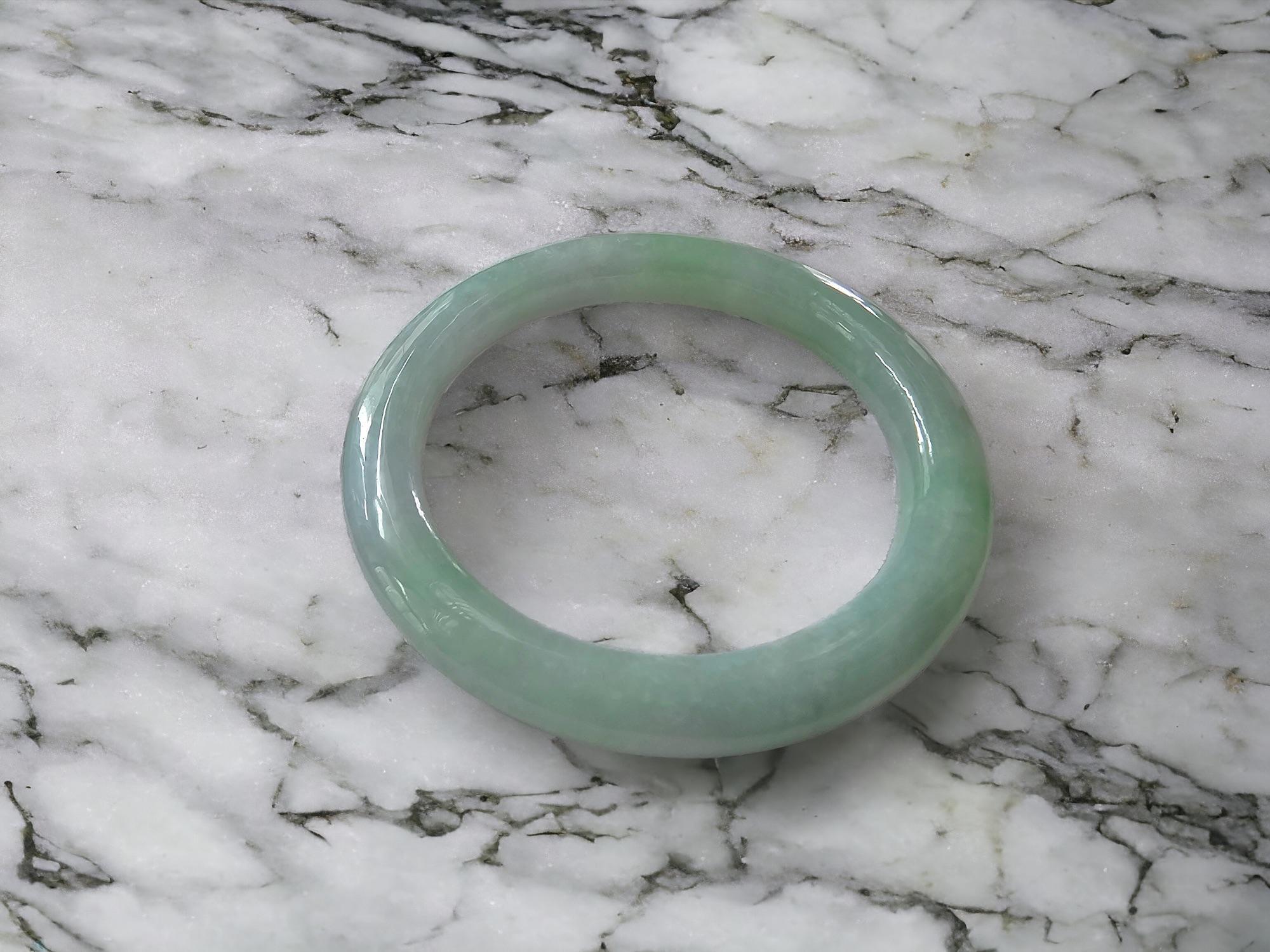 Women's or Men's Burmese A-Jadeite Donut Pendant and Baby Bangle Set (with 18K Solid Yellow Gold) For Sale