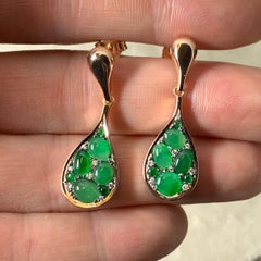 Burmese A-Type Jadeite and Diamond Pave Earrings