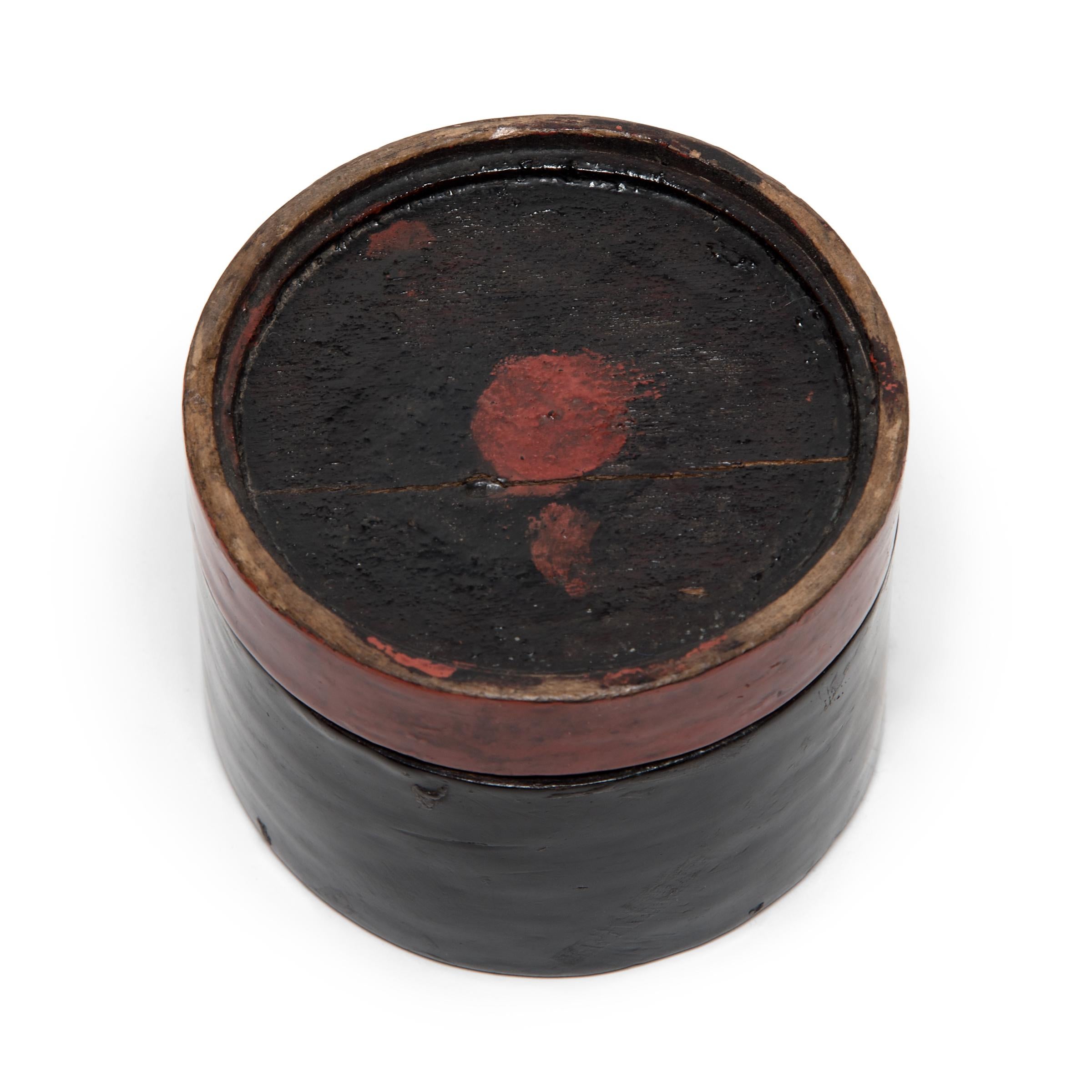 20th Century Burmese Black and Red Lacquer Betel Box