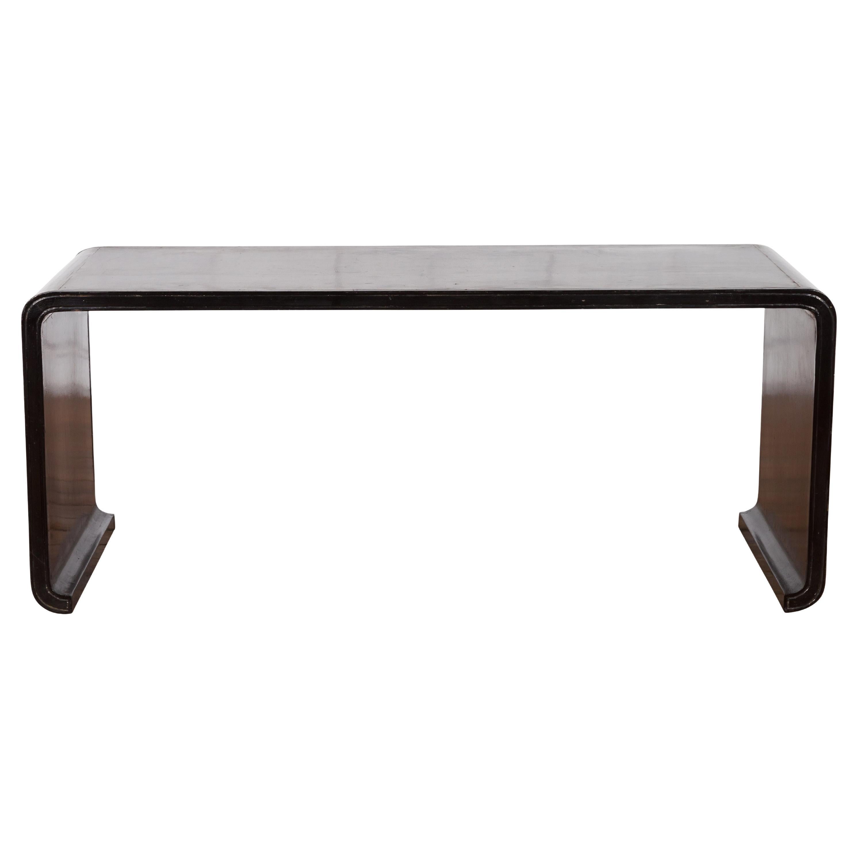 Console en laque noire birmane de style chinois avec plateau brun