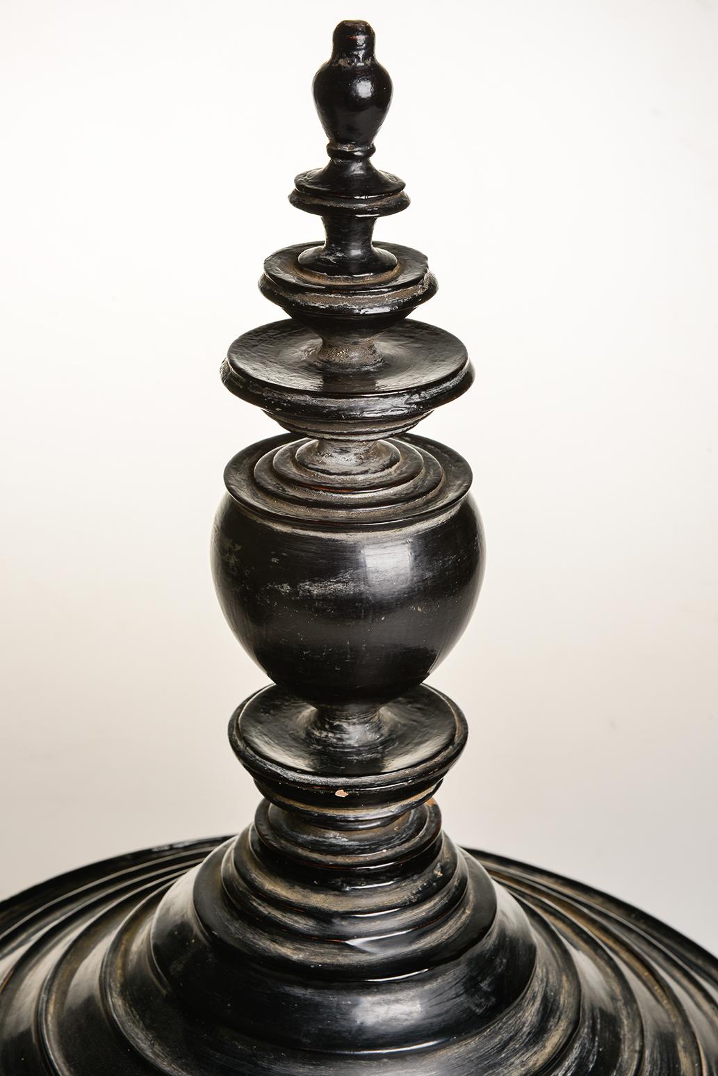 Burmese Black Lacquered Temple Offering Box 3