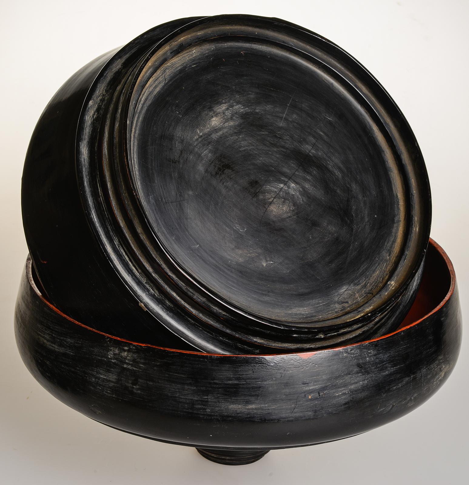 Other Burmese Black Lacquered Temple Offering Box