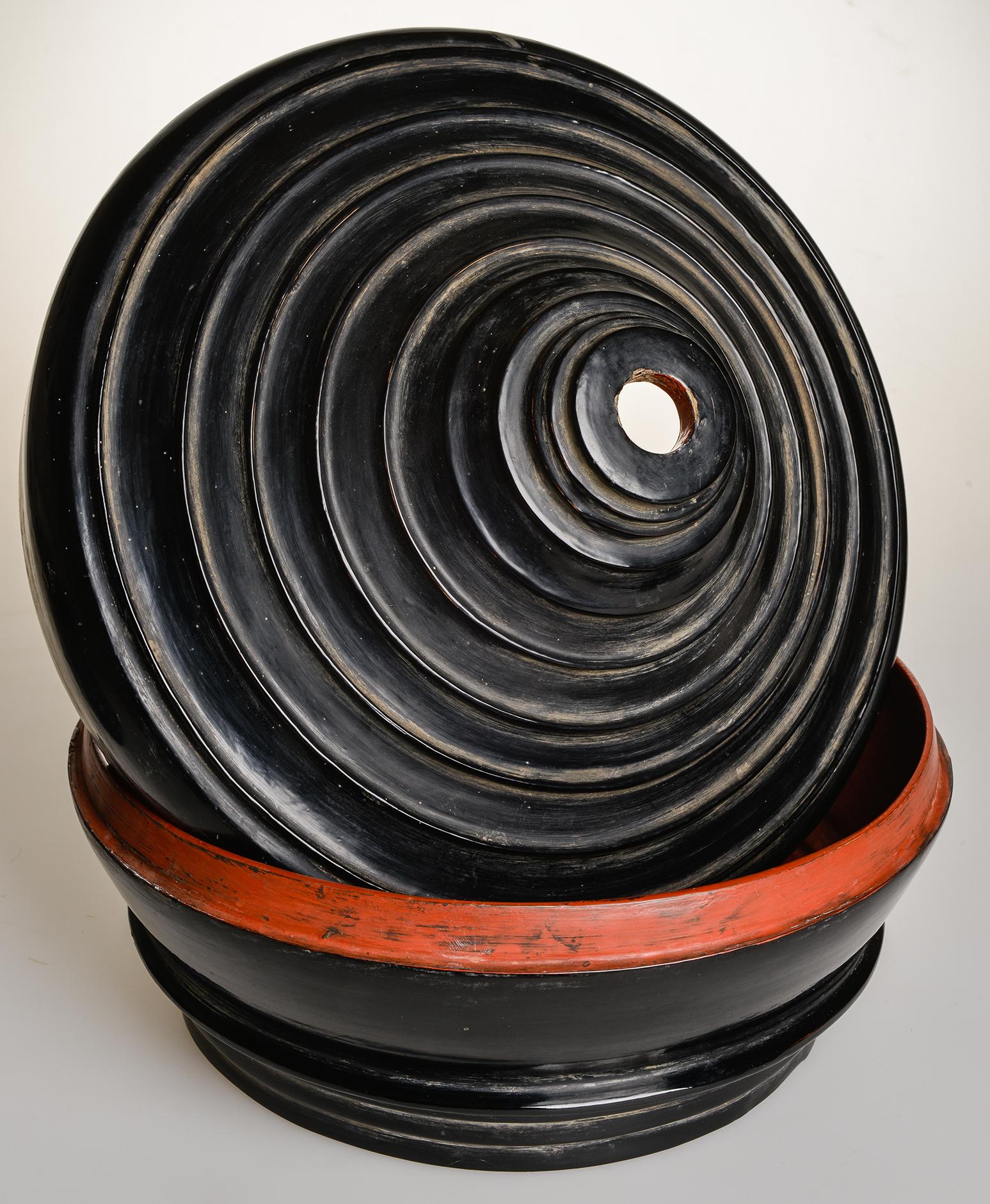 Early 20th Century Burmese Black Lacquered Temple Offering Box