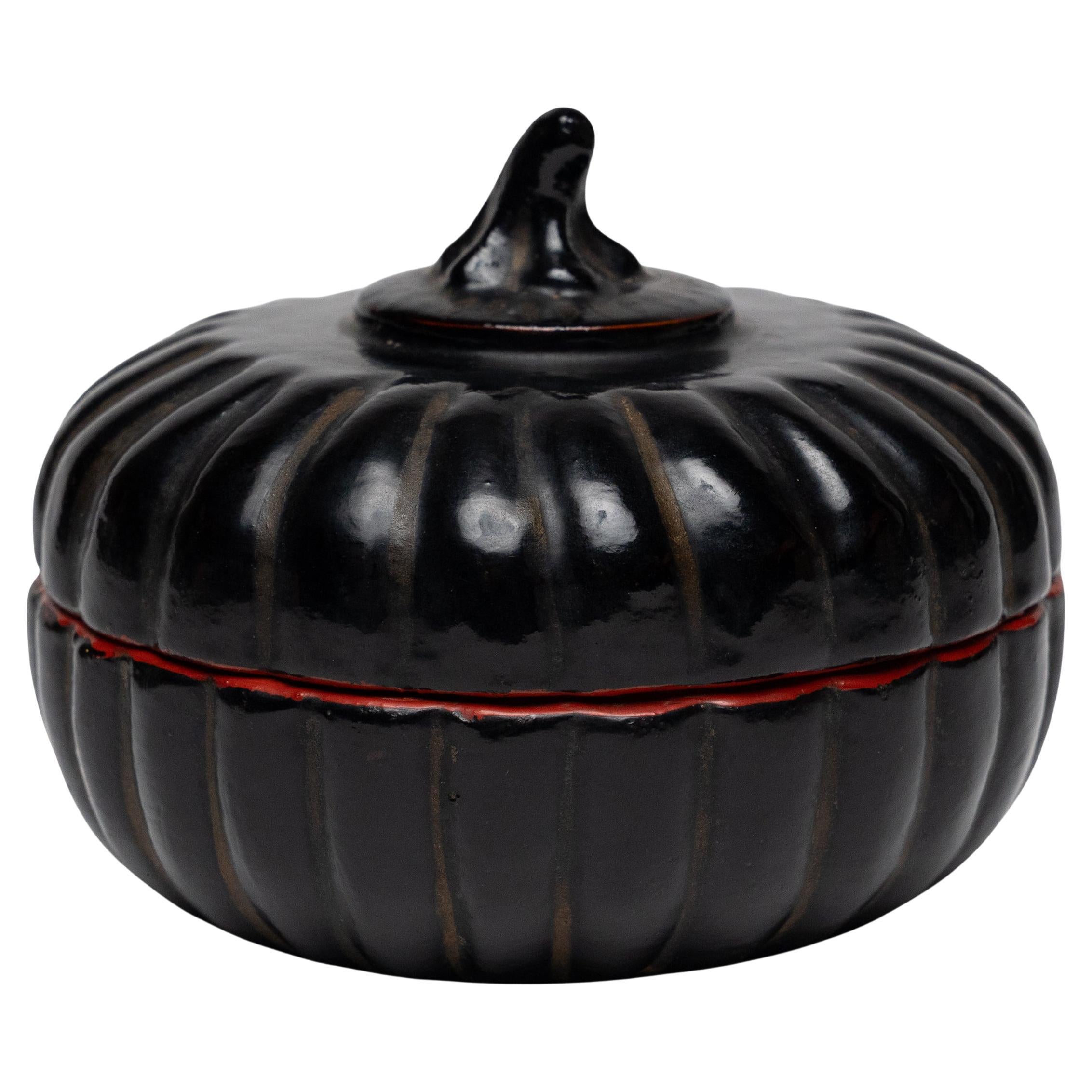 Burmese Black 
Red Lacquer Gourd Box, c. 1900