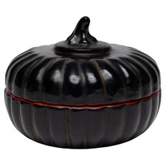 Burmese Black & Red Lacquer Gourd Box, c. 1900
