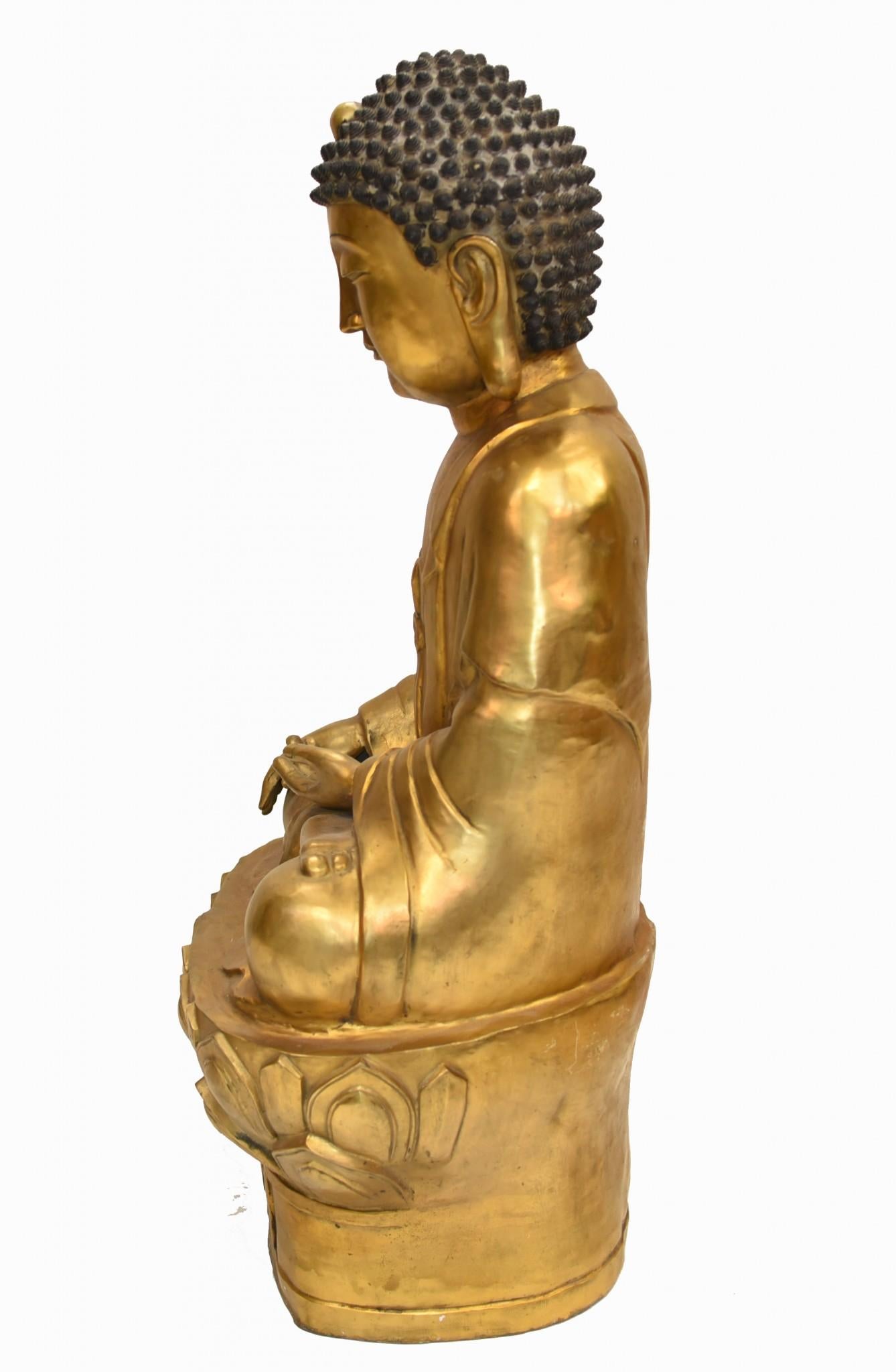 Late 20th Century Burmese Bronze Buddha Statue Meditation Pose Buddhism Buddhist Art For Sale