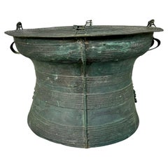 Burmese Bronze Rain Drum Cast Bronze Coffee Drink Table Intricate Relief Detail