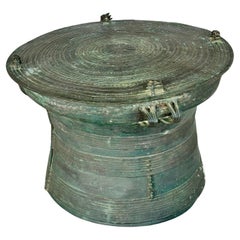Burmese Bronze Rain Drum Cast Bronze Coffee Drink Table Intricate Relief Detail