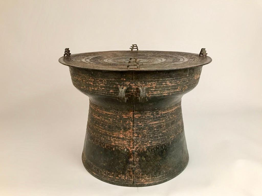 Burmese Bronze Rain Drum Side Table 1