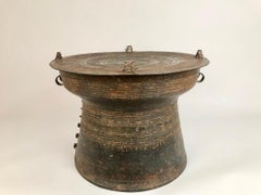 Burmese Bronze Rain Drum Side Table