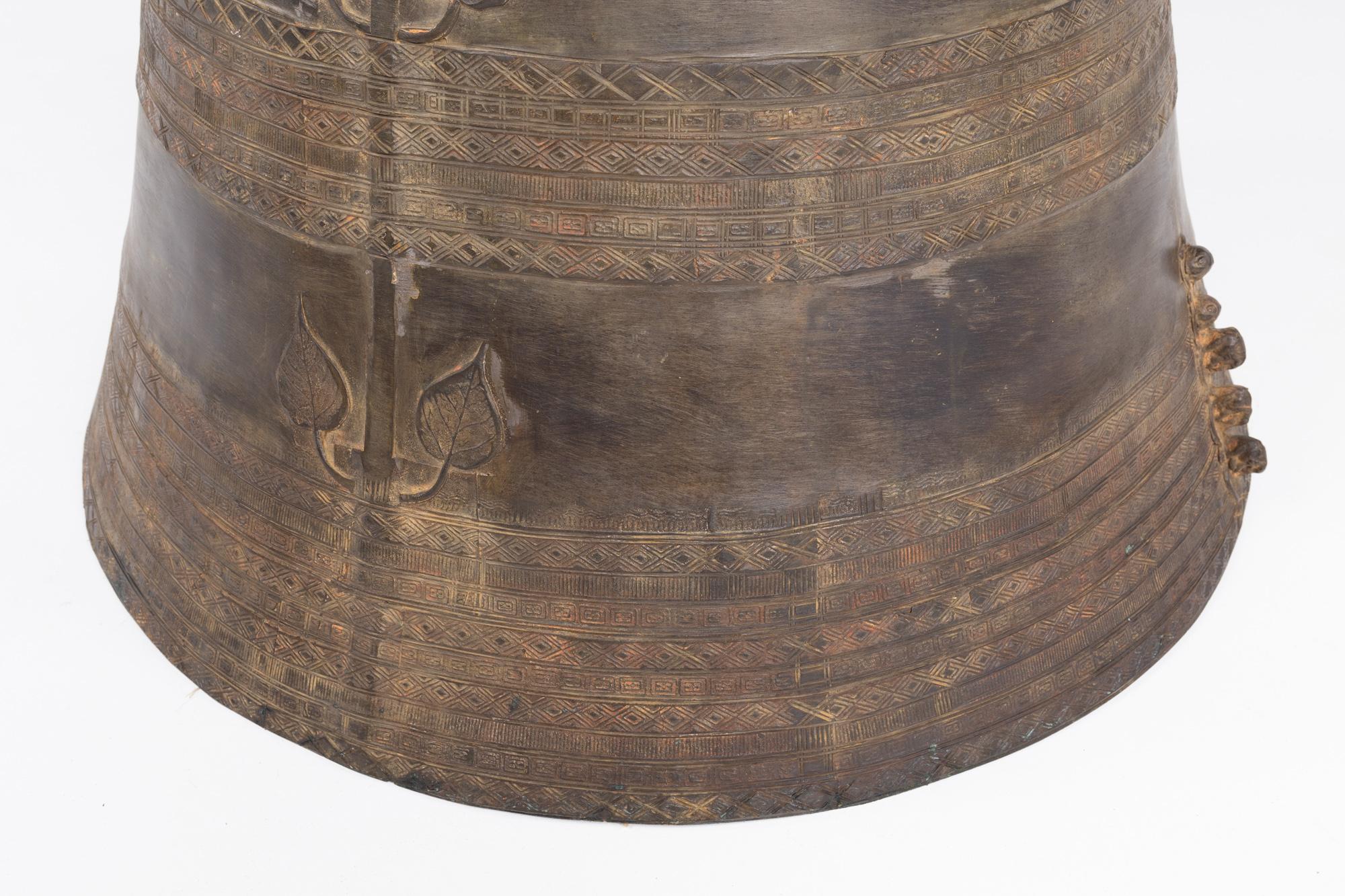 Burmese Bronze Rain Drum Side Table In Good Condition For Sale In Countryside, IL