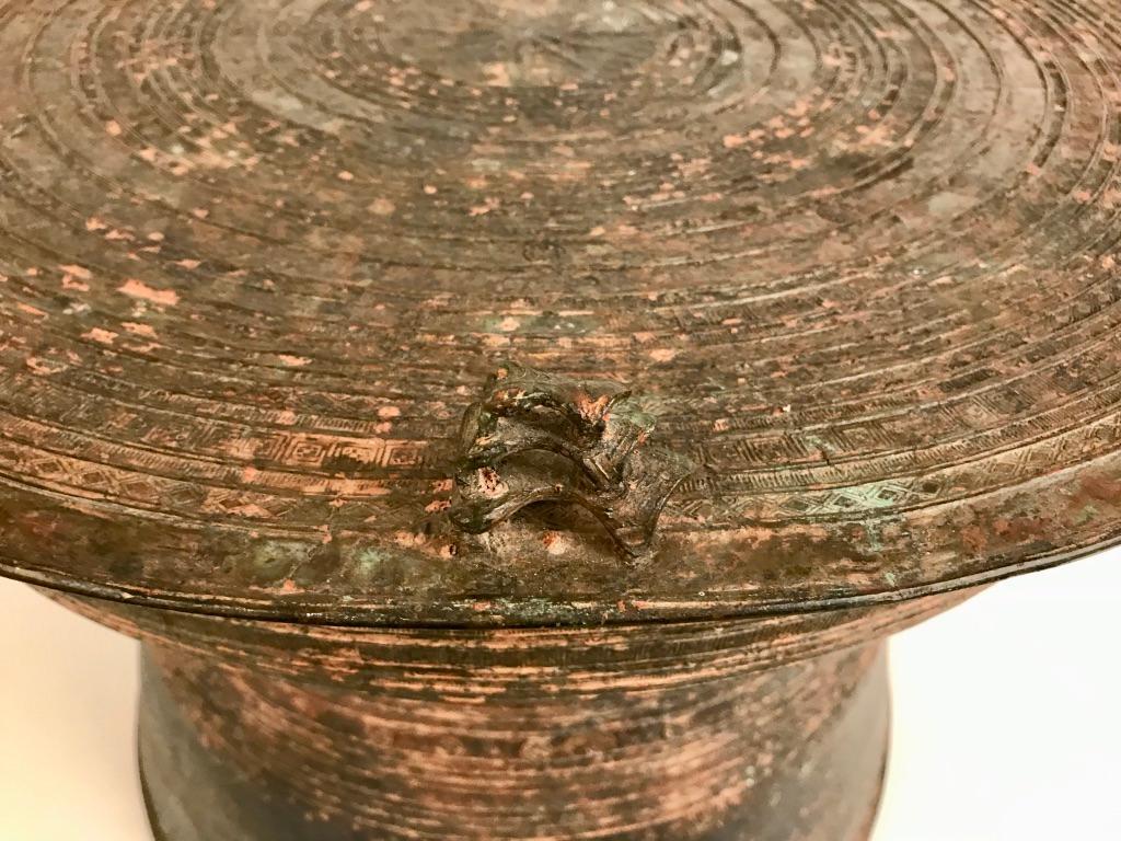 Southeast Asian Burmese Bronze Rain Drum Side Table