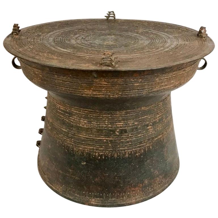 Burmese Bronze Rain Drum Side Table at 1stDibs | metal drum side table ...