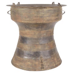 Used Burmese Bronze Rain Drum Side Table