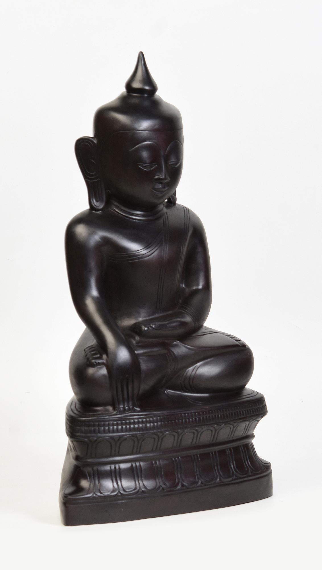 Burmese Bronze Seated Buddha Statue For Sale 6