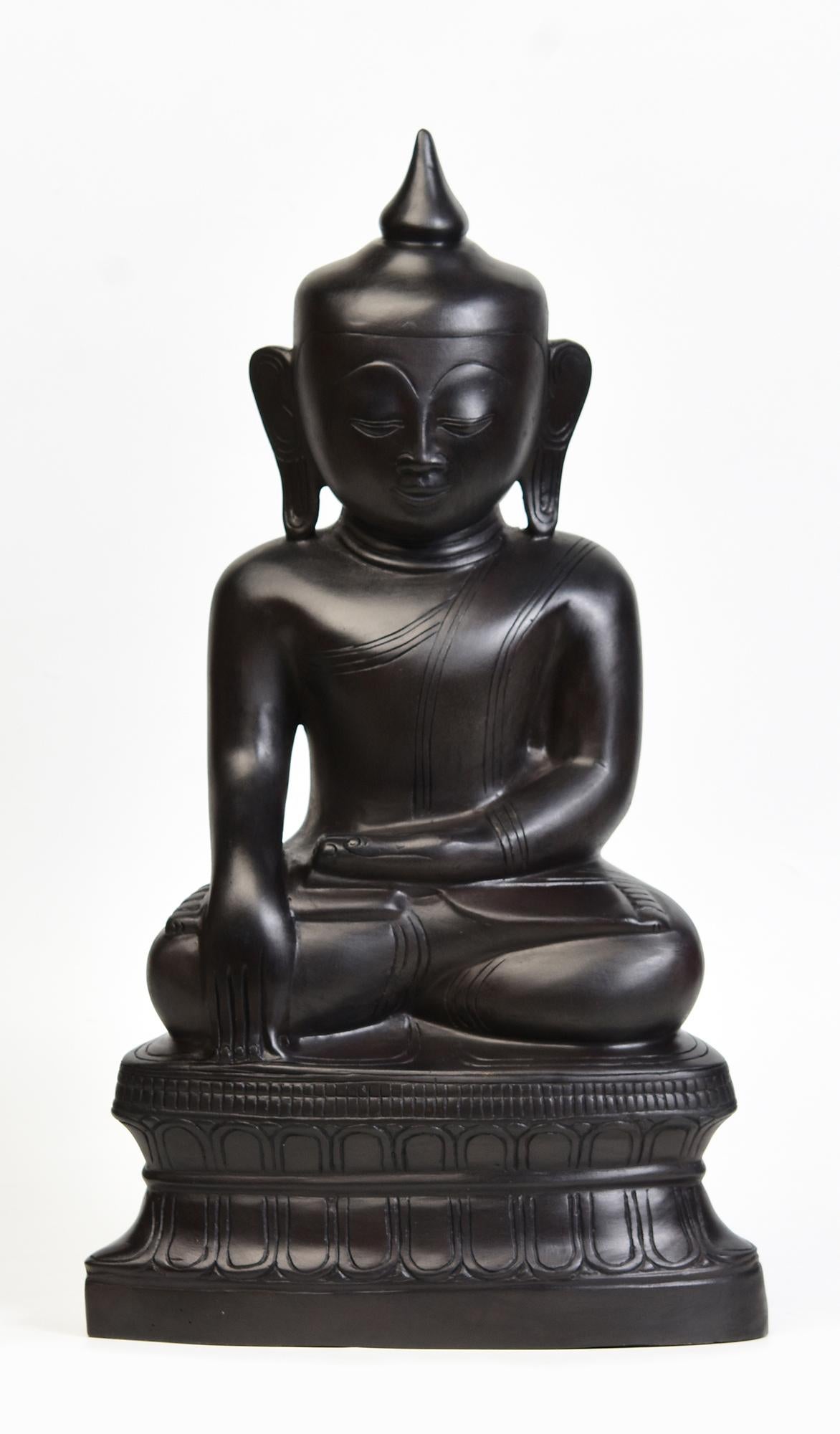 Burmese Bronze Seated Buddha Statue For Sale 7