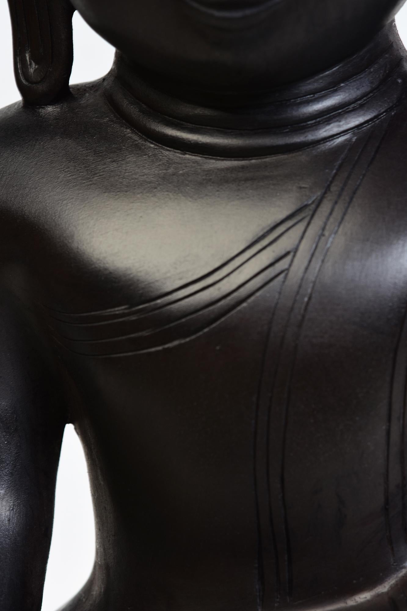Metalwork Burmese Bronze Seated Buddha Statue For Sale