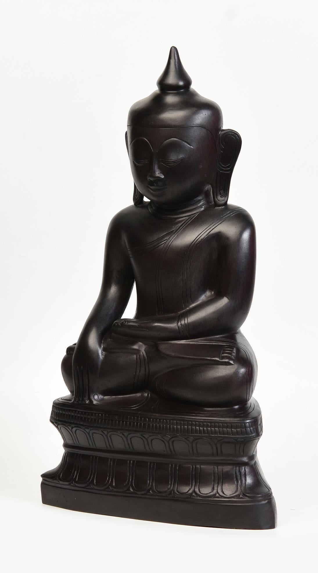 Burmese Bronze Seated Buddha Statue For Sale 1