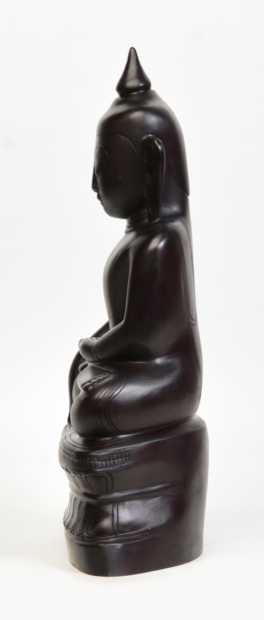 Burmese Bronze Seated Buddha Statue For Sale 2