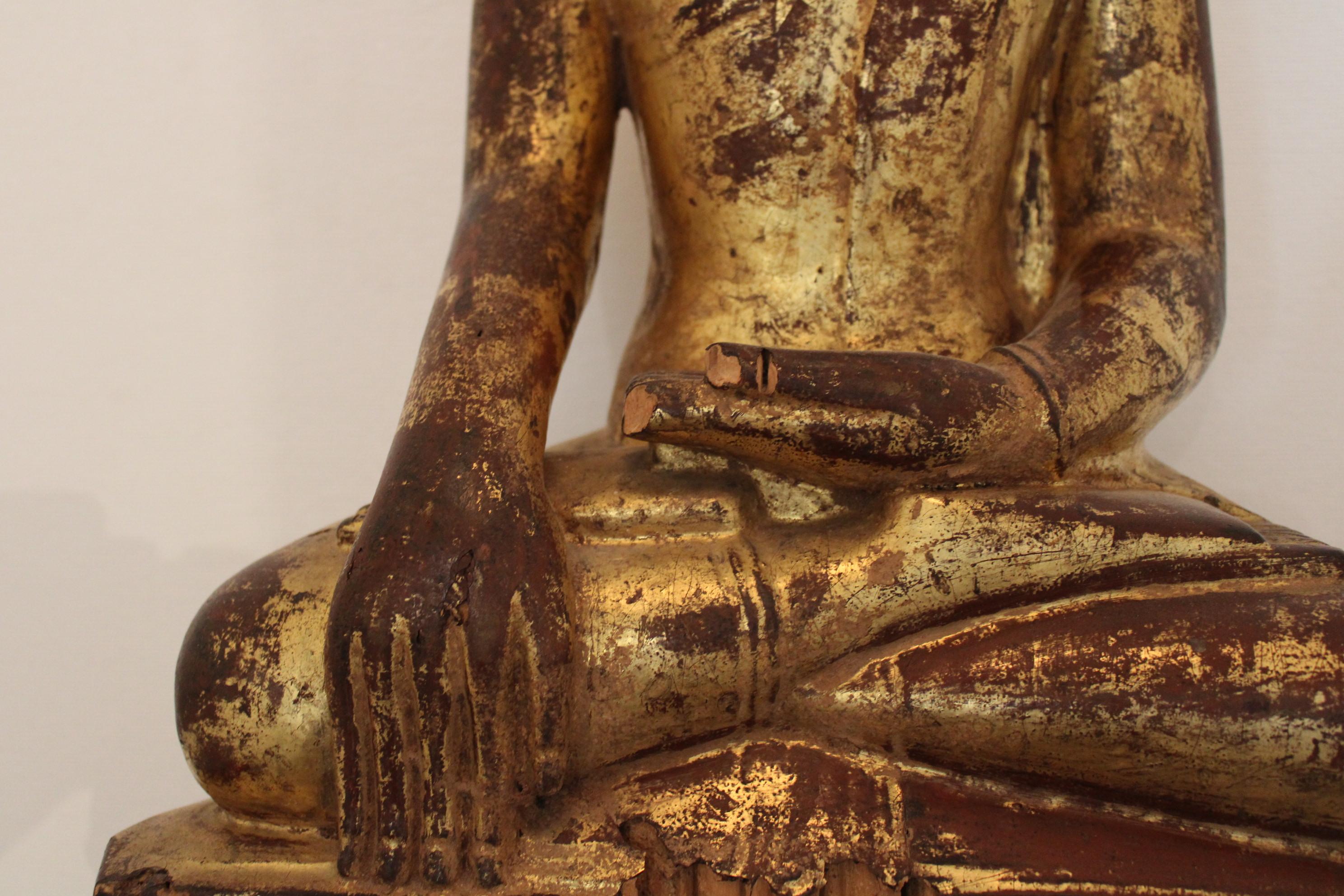 Wood Burmese Buddha, 19th Century For Sale