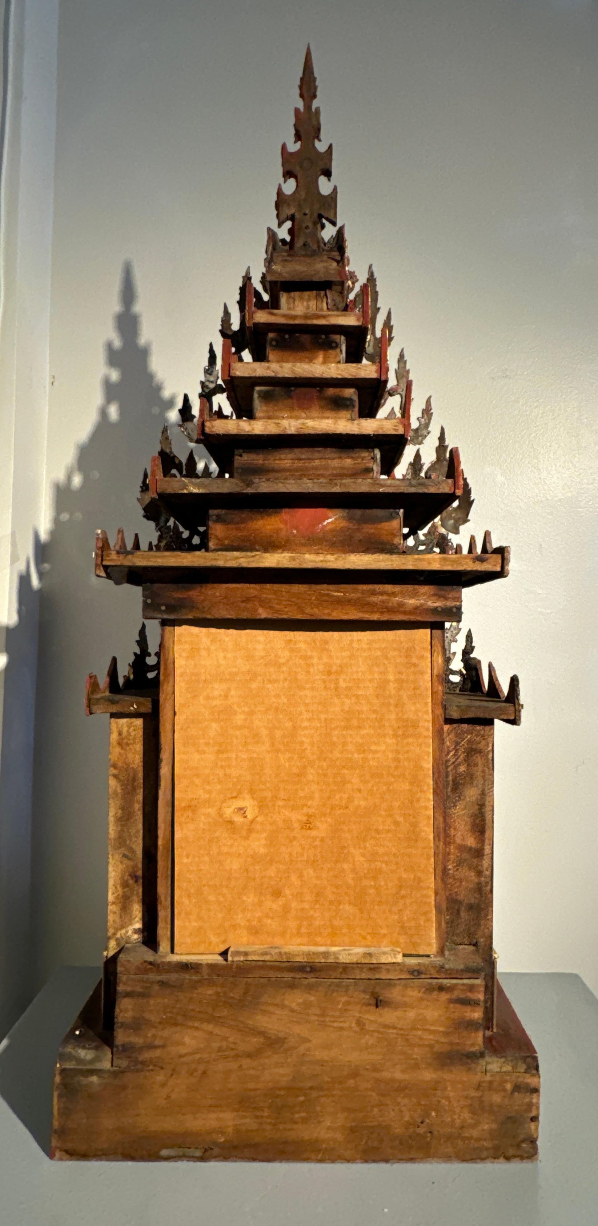 19th Century Burmese Buddha Throne, Palin, Gilt and Embellished Wood, Mandalay Period, 19th c For Sale