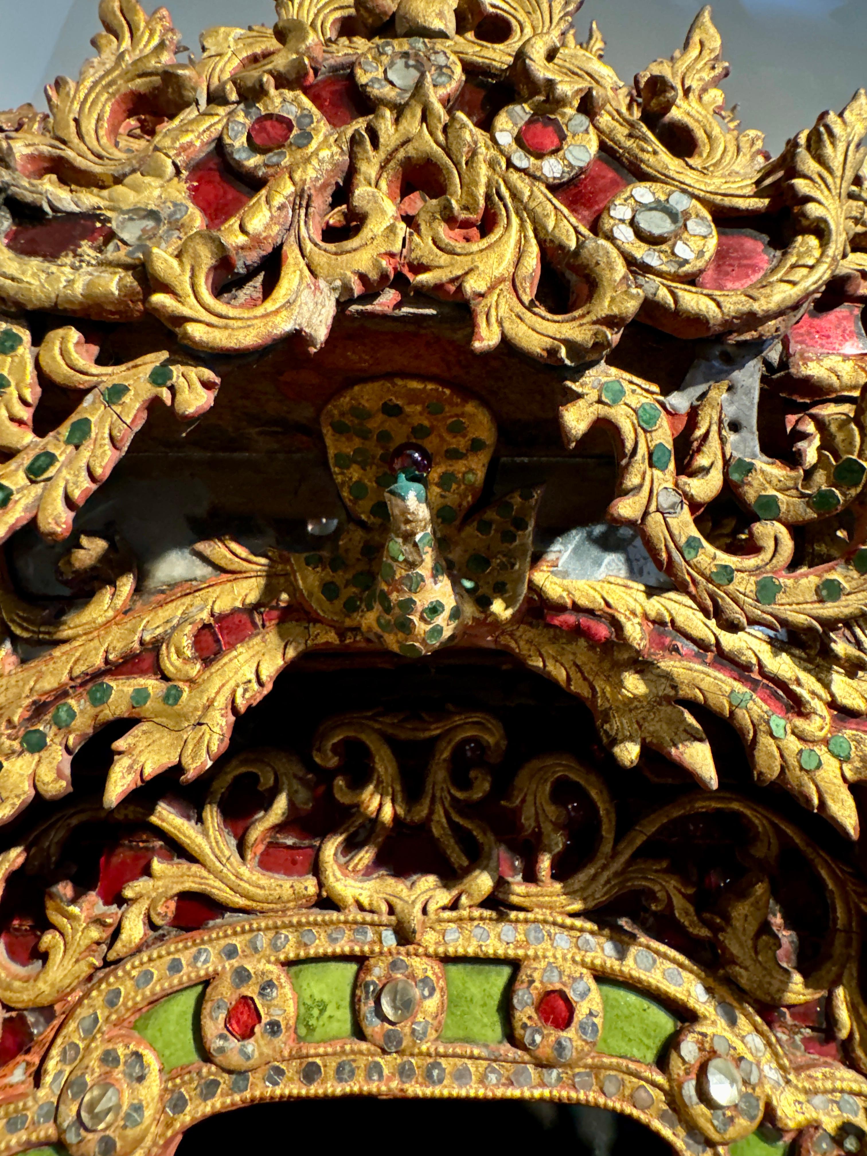 Burmese Buddha Throne, Palin, Gilt and Embellished Wood, Mandalay Period, 19th c For Sale 3
