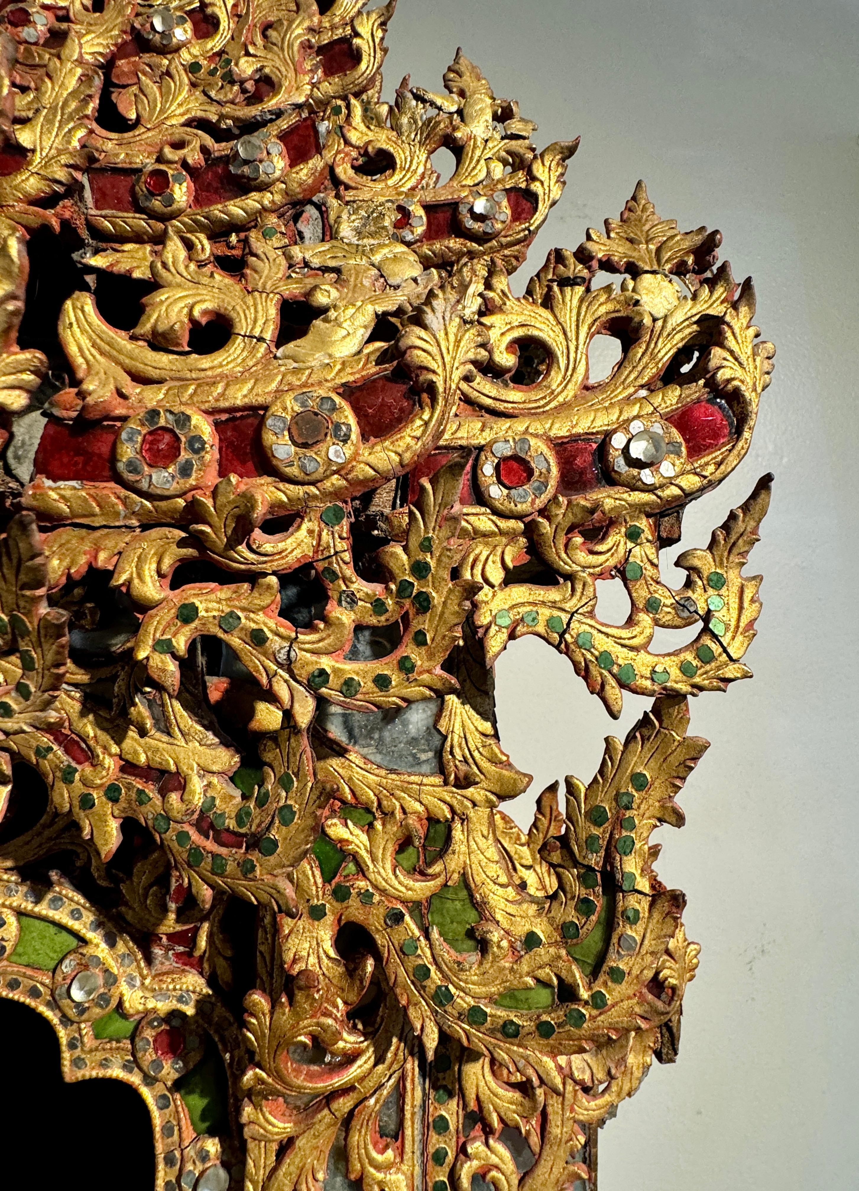 Burmese Buddha Throne, Palin, Gilt and Embellished Wood, Mandalay Period, 19th c For Sale 4