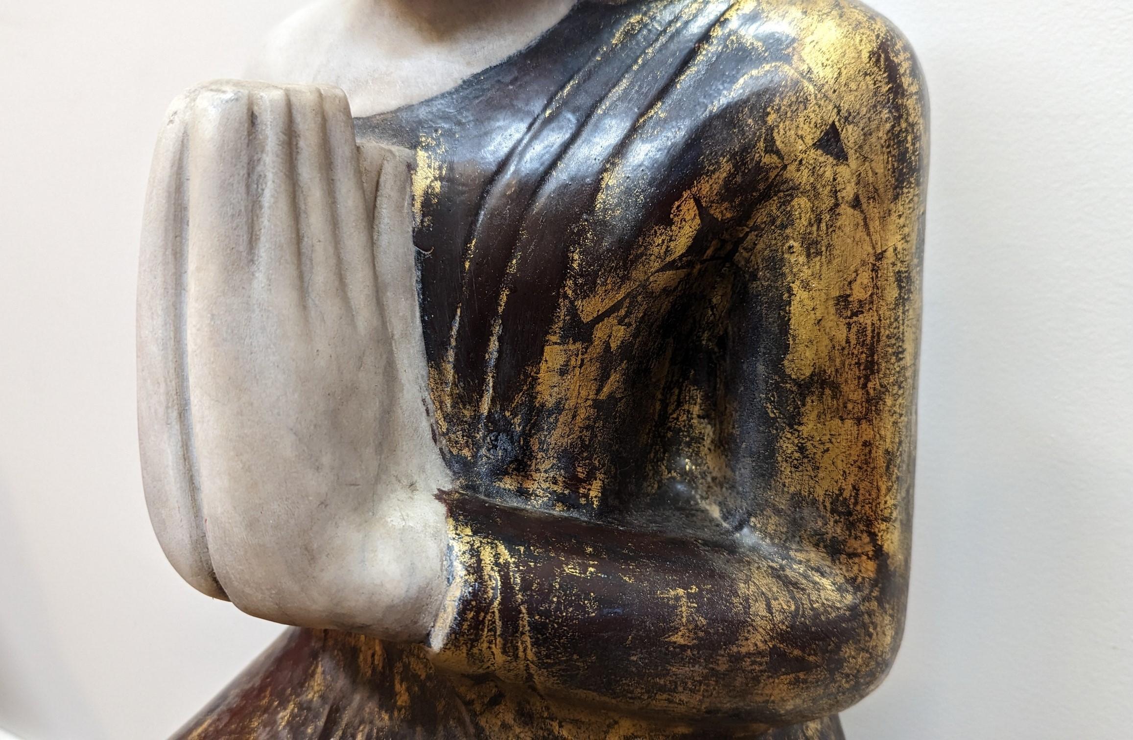 Burmese Buddhist Alabaster Statue For Sale 8