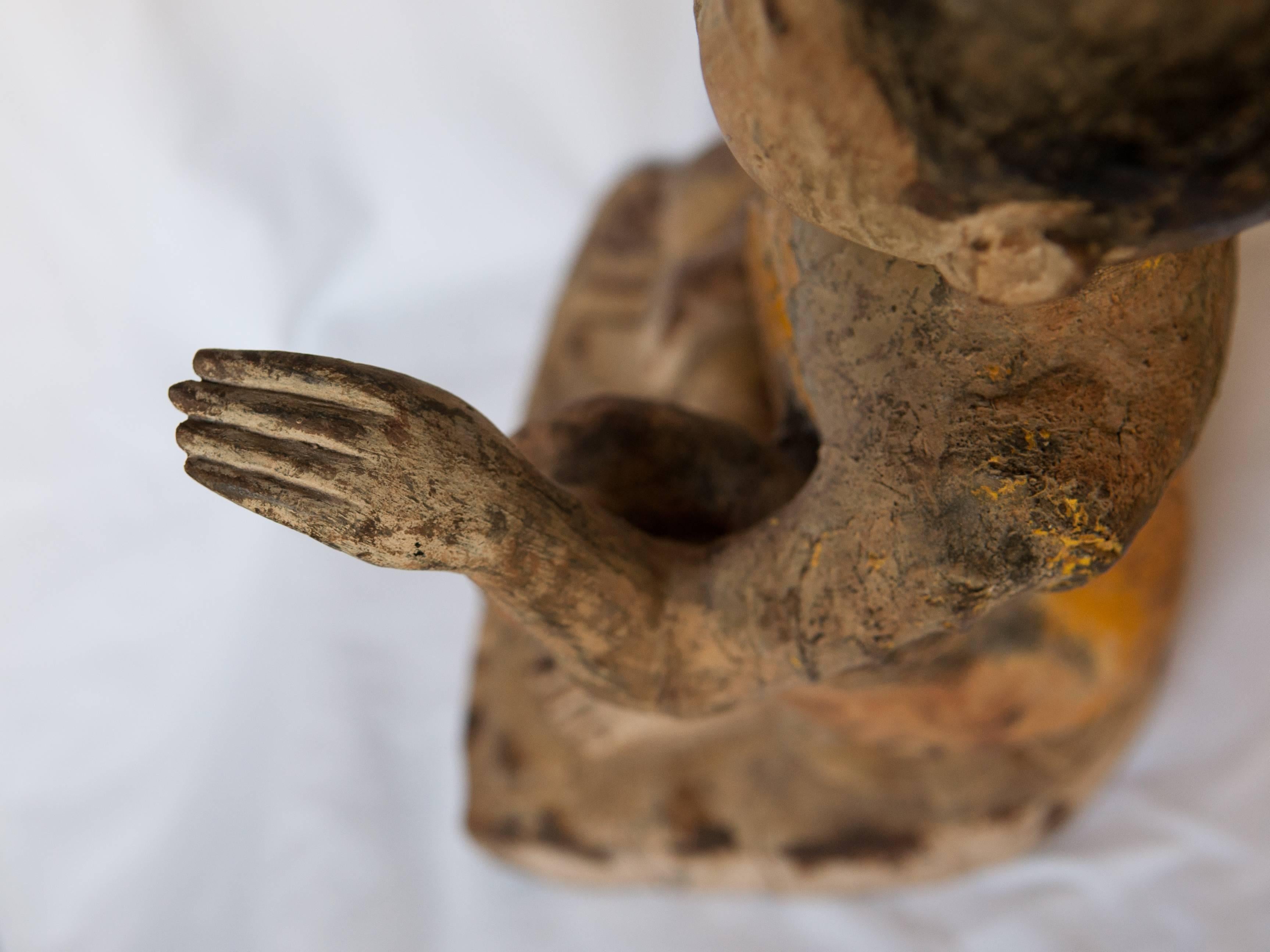 Sculpture bouddhiste birmane en bois, moine ou professeur assise, début du 20e siècle 8