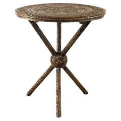 Burmese Carved Padouk Side Table
