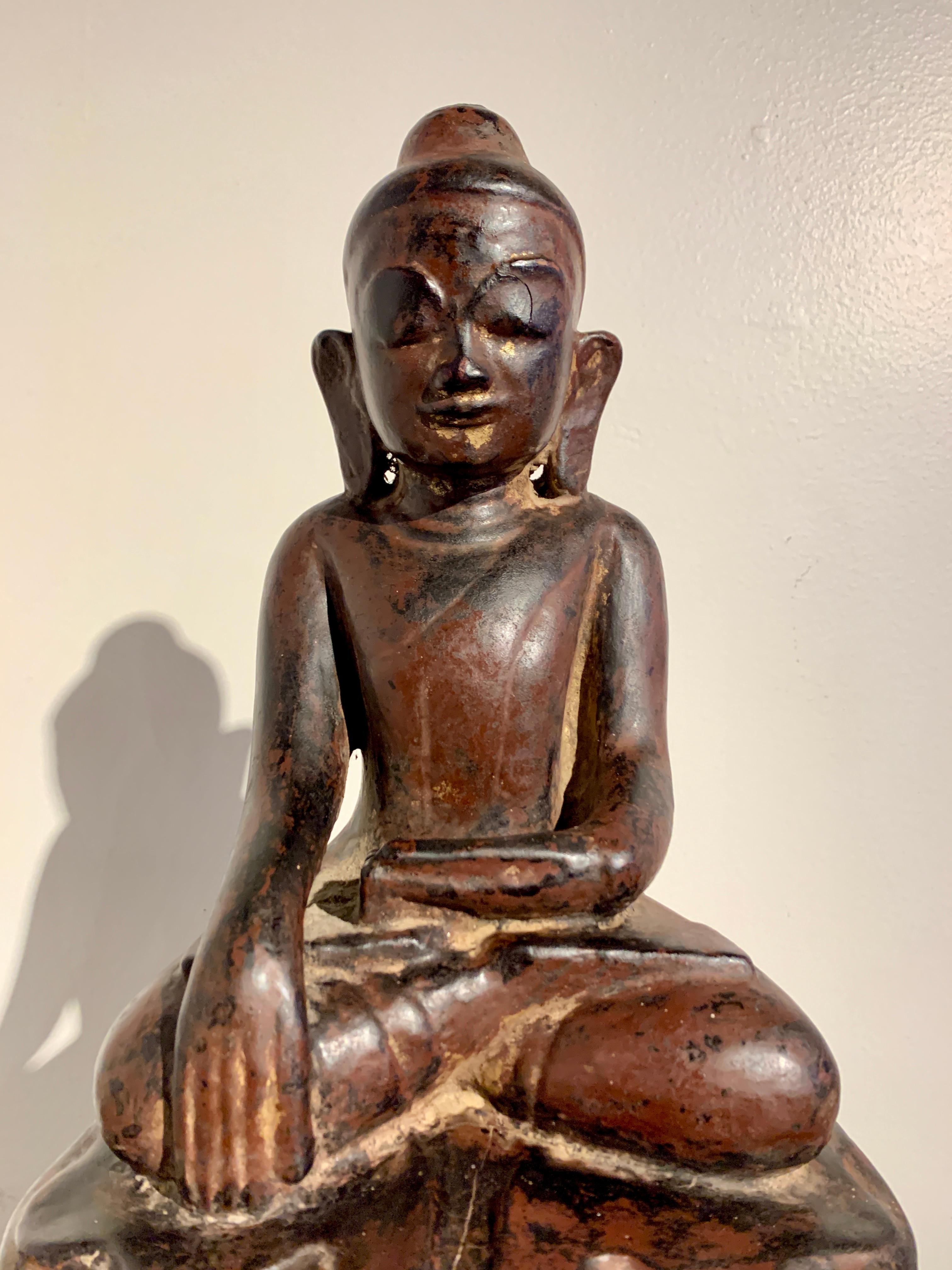 Burmese Carved Teak and Lacquered Buddha, Ava Period, 18th Century 3