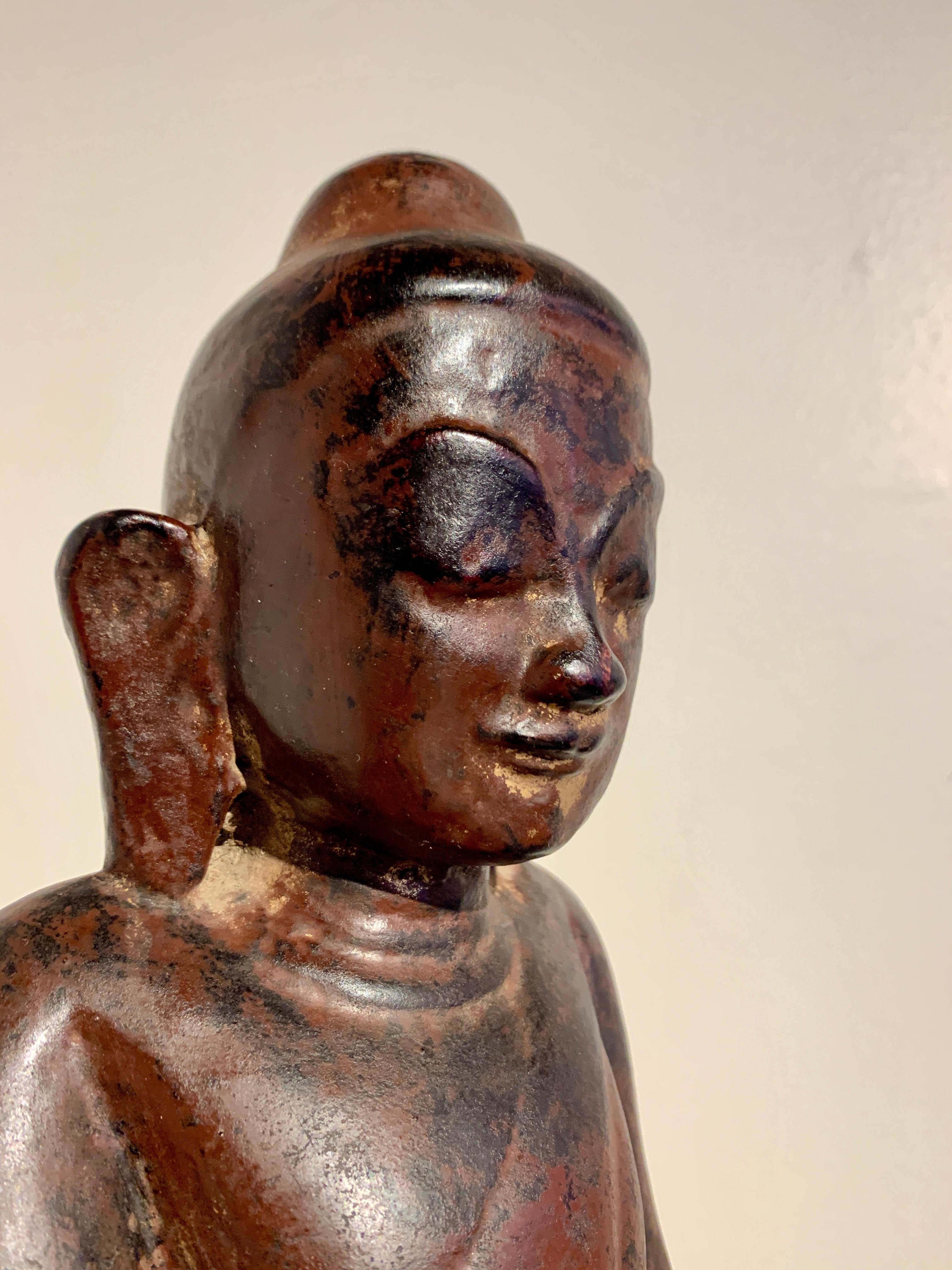 Burmese Carved Teak and Lacquered Buddha, Ava Period, 18th Century 4
