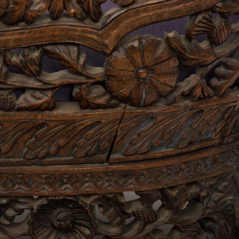 Burmese Carved Wood Armchair at 1stDibs