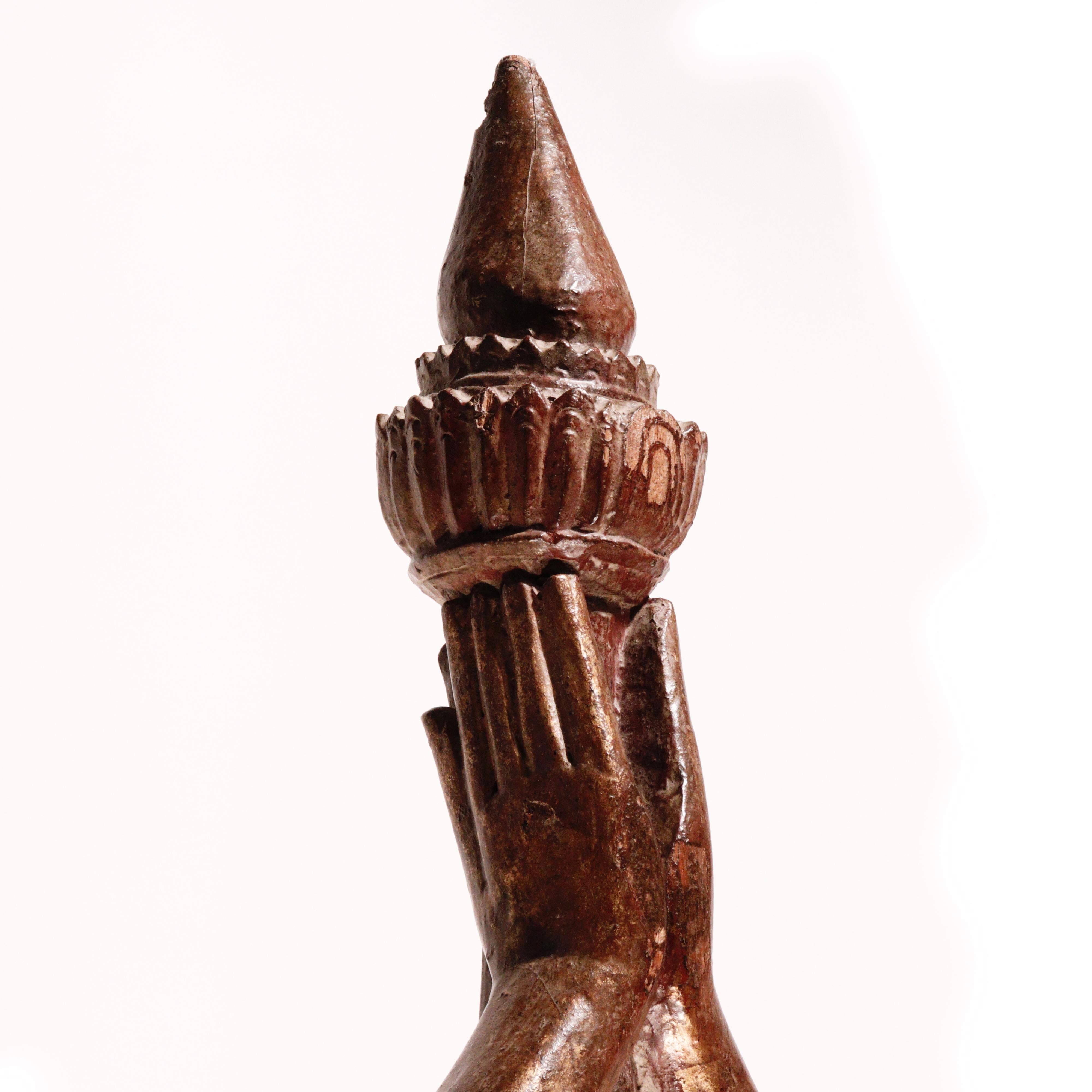 Burmese Carved Wood Hermit Sumedha Buddhist Image, 19th Century For Sale 7