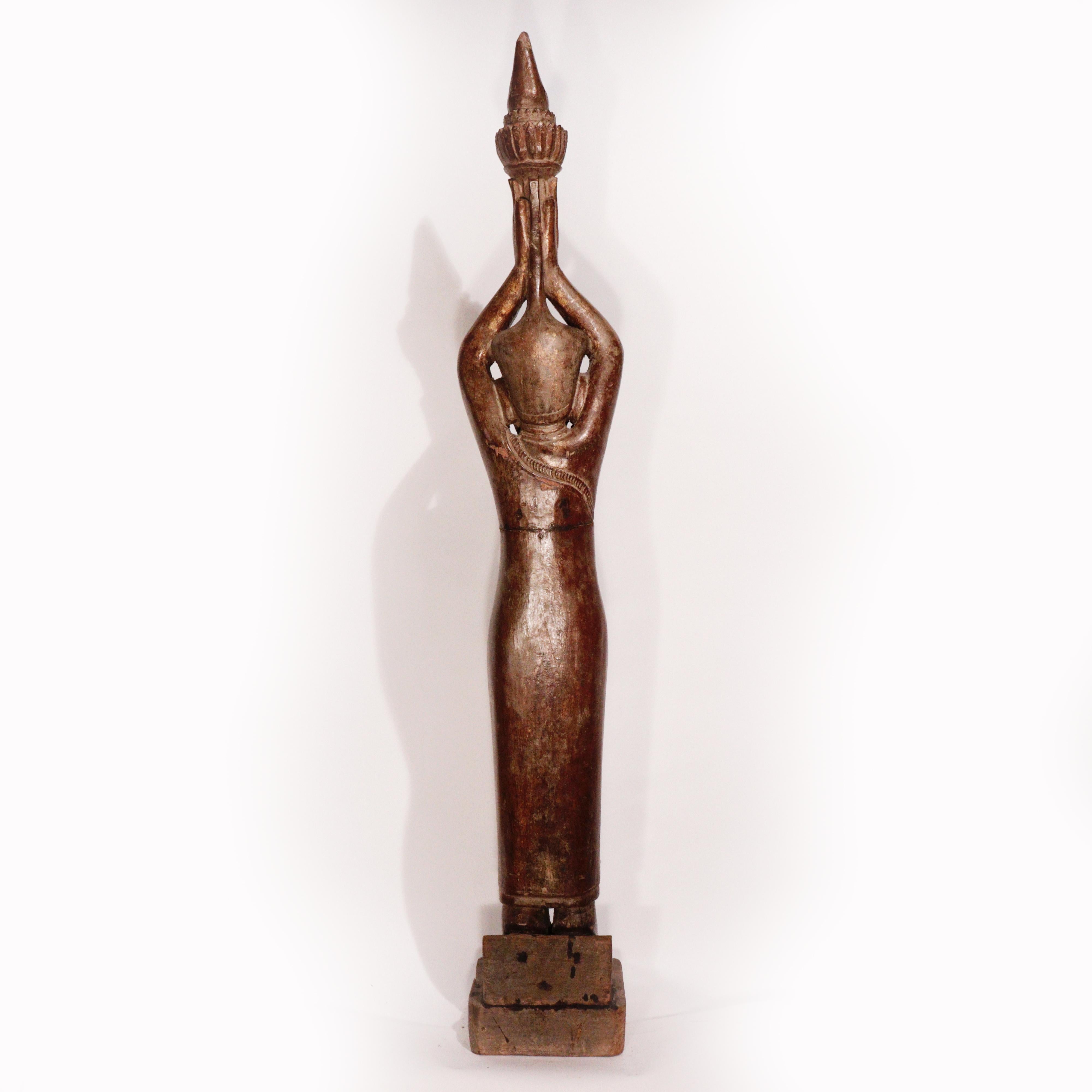 Burmese Carved Wood Hermit Sumedha Buddhist Image, 19th Century For Sale 2