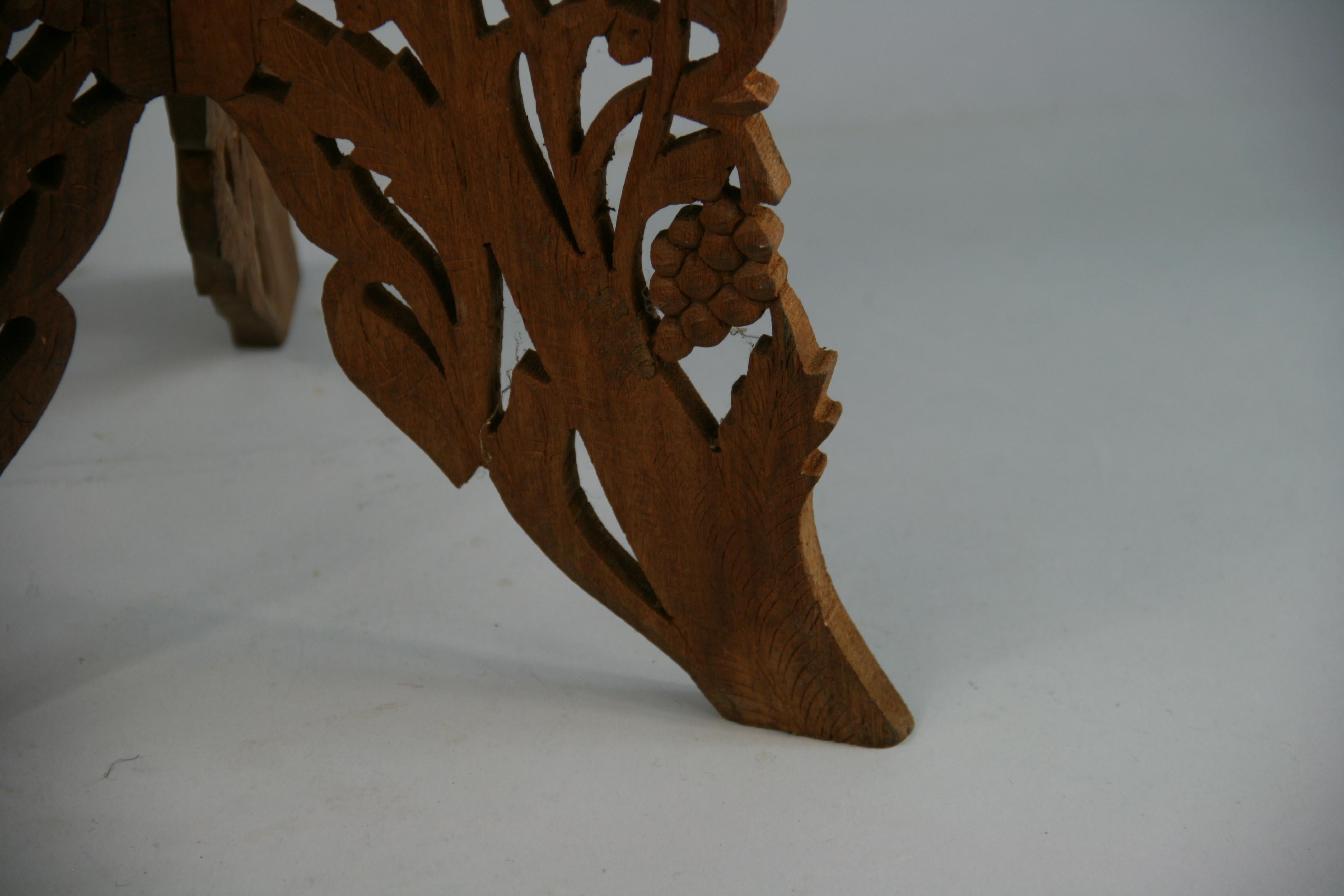 wood carved side table