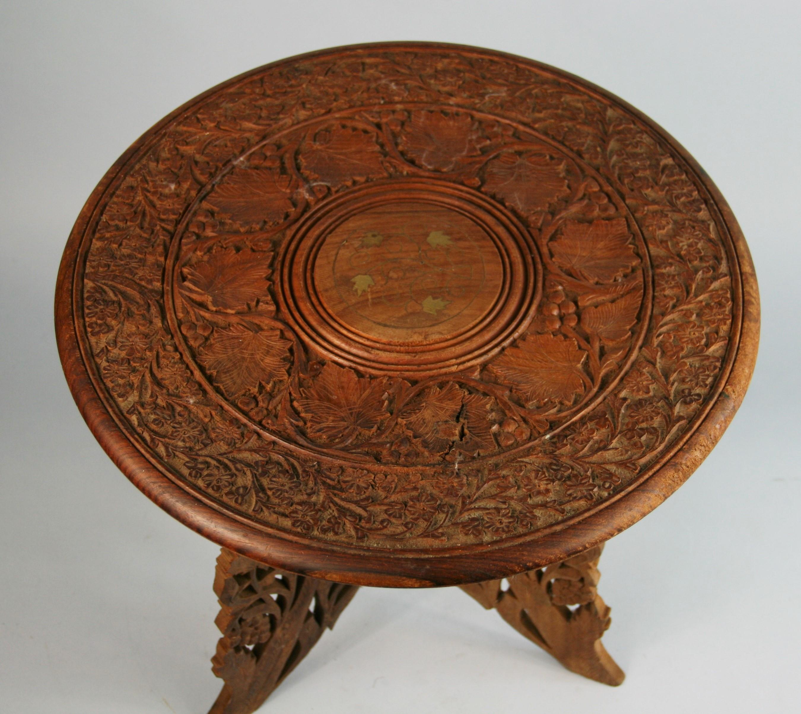 carved wood end table