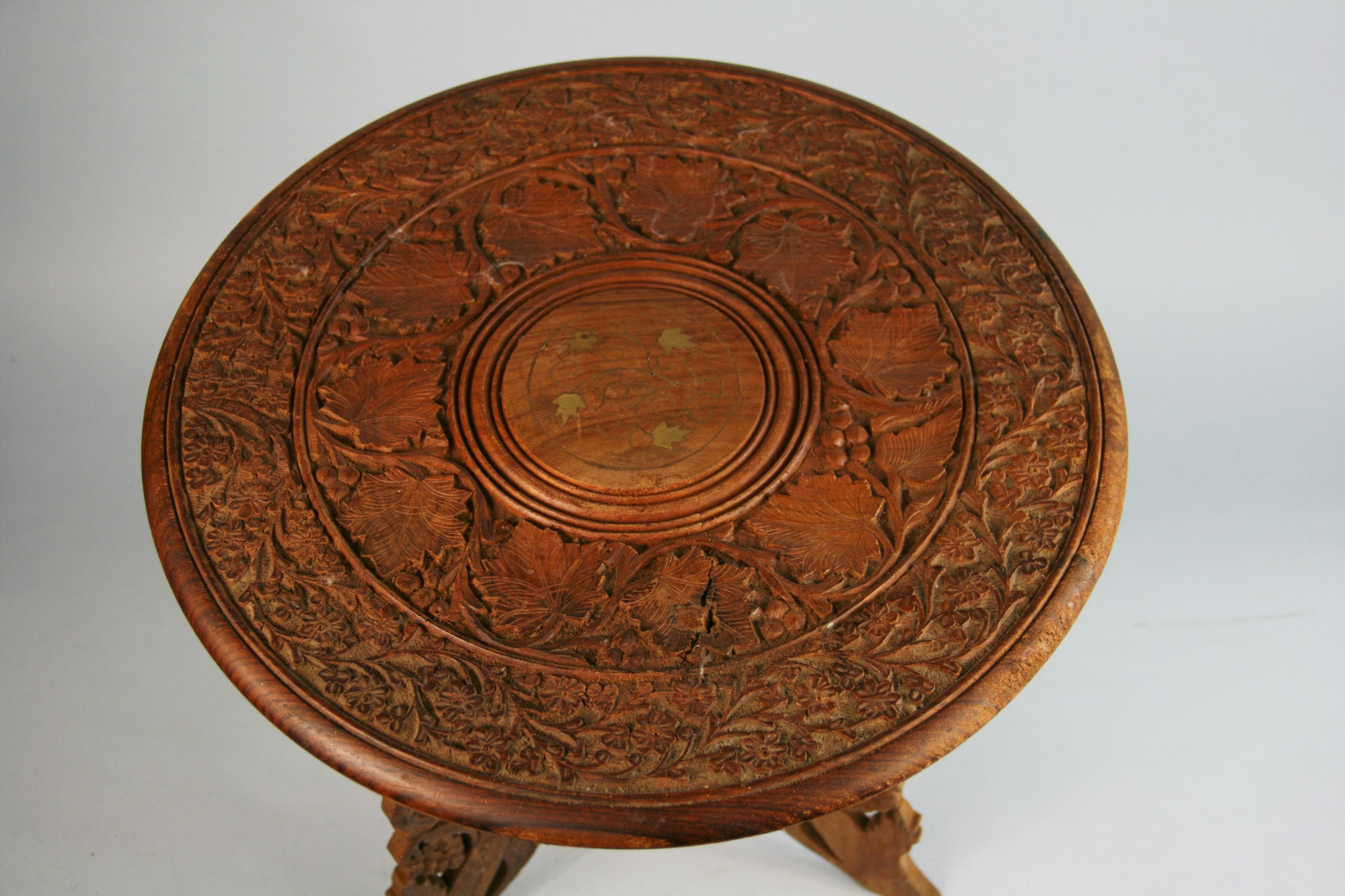 Teak Burmese Carved wood Side Table For Sale